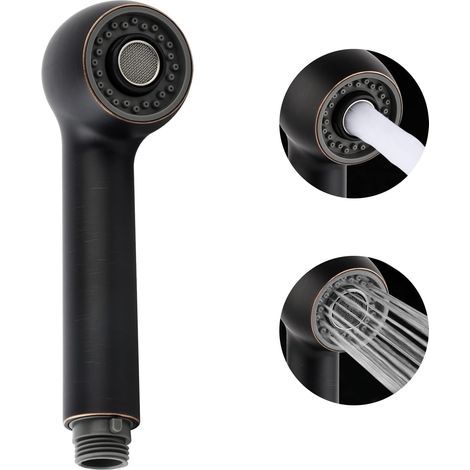 Pull-out Faucet Spray Head, 2-Function Kitchen Sink Spray Head Replacement, G1/2 Inch Connector, Non-Universal, Black (1/5)