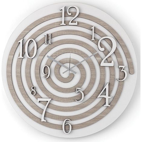 Orologio da parete rotondo D30 cm in legno laminato BRC - SPIRALE