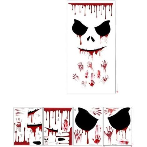 Autocollants - EINNENFFER - Halloween - Visage ensanglanté - Décoration murale - Imperméable (1/5)