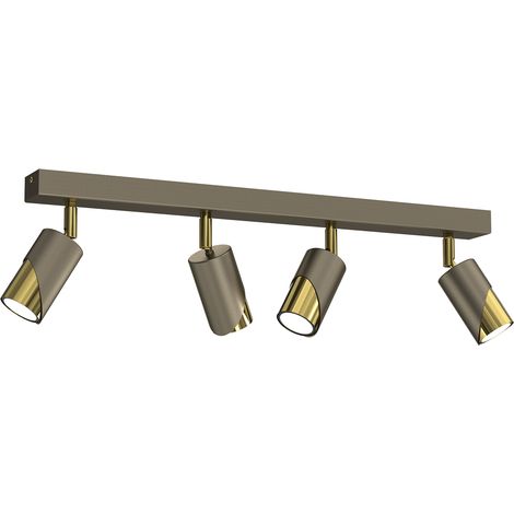 Rampe 4 spots orientables GU10 doré collection Shift