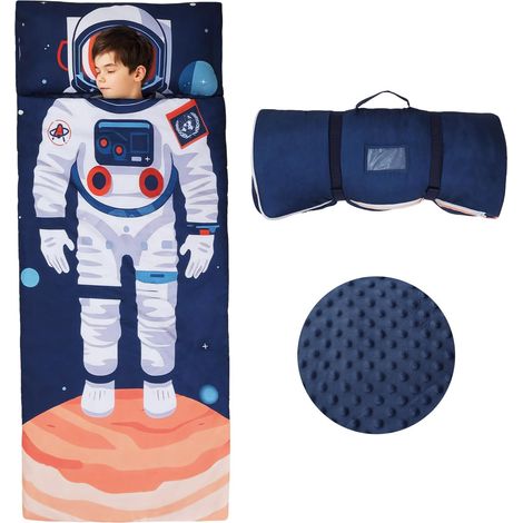 Sac de Couchage Chaud Enfant, Tapis de Sieste 150×60cm,Astronautes (1/5)