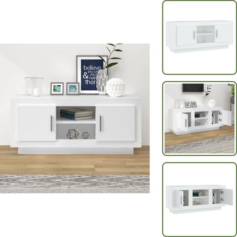 Armadio tv multistrato - vidaXL Mobile Porta TV Bianco 102x35x45 cm in Legno Multistrato -
