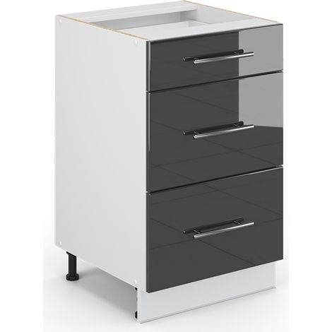 Meuble de rangement de salle de bain Fame-Line, Anthracite Haute brillance, 50 x 81.6 cm sans plan de travail, Vicco