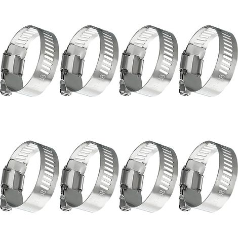 Lot de 8 colliers de serrage Jubilee assortis de 21 à 38 mm, colliers de serrage réglables en acier inoxydable 304 pour jardin, piscine, machine à laver et plus encore