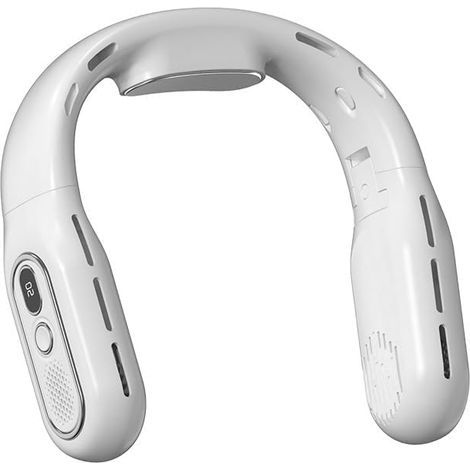 Ventilateur de Cou Portable - Voyage Rafraîchissant - Mains libres sans pales 360° 3 vitesses - Plein air camping écran LED - Blanc (1/5)