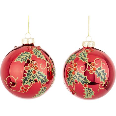 Ensemble de 2 boules de Noël en verre 10x10x10cm (1/5)
