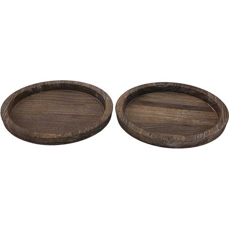 Lot de 2 plateaux porte-bougies rustiques en bois - Petit plateau décoratif pour bougie pilier, idéal pour une table de salle à manger de style campagnard (1/5)