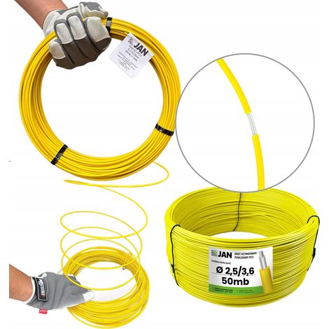 Fil de tension en PVC 3.6 pour grillage de verger, jaune, 50 m