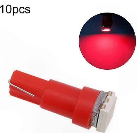 Lot de 10 ampoules LED T5 5050 SMD, 12 V 0,5 W, pour éclairage de tableau de bord (rouge) (1/5)
