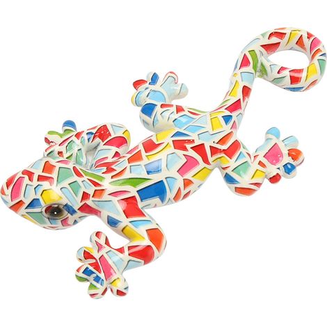 Décoration murale gecko, résine brillante et inaltérable, 15 cm de long, 8 cm de large. Sculpture de lézard pour la décoration de la maison et du bureau. Type 1.