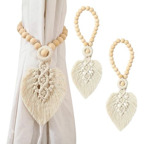 Attaches De Rideaux - Coton Et Polyester - Pour Salon Chambre Cuisine Salle De Bain - Lot De 2 (1/3)