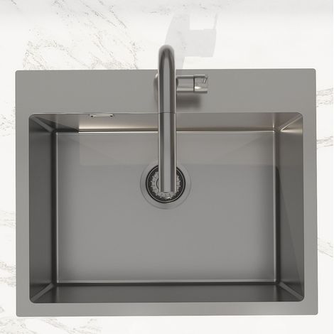 Swiss Aqua Technologies Aurum Einbauspüle aus Edelstahl 304, 55x45x21 cm, Gun Metal gebürstet PVD