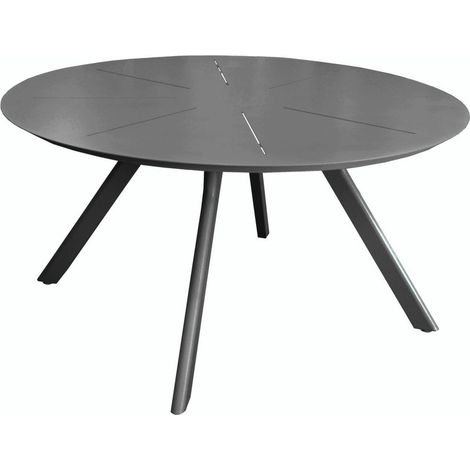 PROLOISIRS Table de jardin ronde Seven en aluminium - graphite 150 cm (1/3)