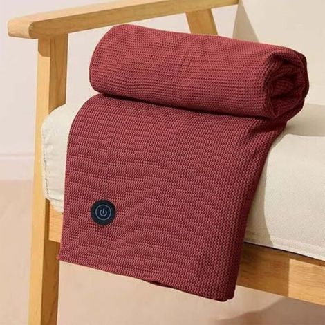 Couverture chauffante portable, châle chauffant électrique USB 150 x 80 cm, lavable en machine, pour le cou et les épaules (rouge) (1/5)