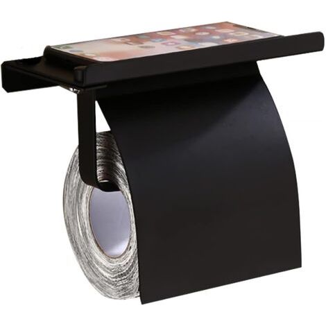 BUNTHAUS Toilettenpapierhalter, Edelstahl-Toilettenpapierhalter mit Telefonhalter-Wandhalterung (mit Abdeckung) (1/3)