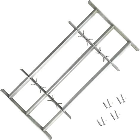 Grille de fenêtre réglable avec vis de sécurité extensible pour la protection anti-effraction avec 3 barres transversales 1000-1500 mm