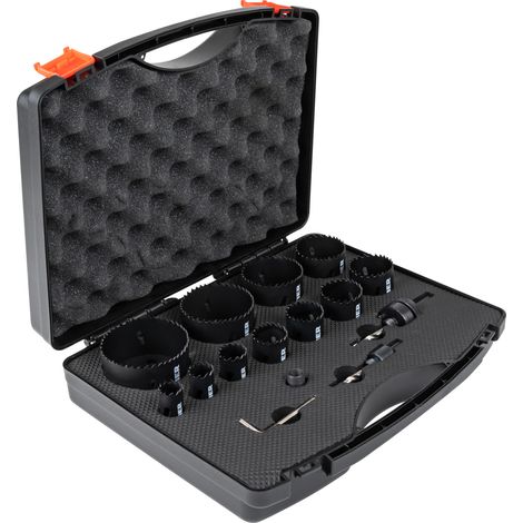 STIER Lochsägen-Set HSS-Co8 Bimetall, 17-teilig (20, 22, 25, 32, 35, 40, 44, 51, 60, 68, 76 mm), Lochsäge Set, Lochkreissäge Set, Kreisschneider-Set, Lochbohrer (1/5)