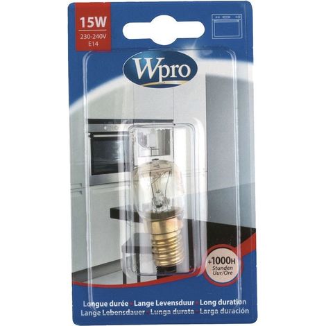 Ampoule poirette 300°C / E14 / T22 / 15W / 220V (484000008843) Four, cuisinière 60325 WPRO, WHIRLPOOL, BAUKNECHT, LADEN, ARISTON