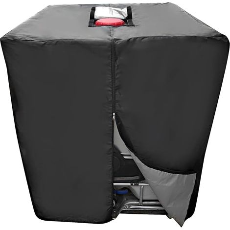 Outdoor-Schutzhülle für IBC Ton Barrel Wassertank, mit Reißverschluss, wasserdicht, 210D Oxford-Stoffbezug (schwarz), 120 x 116 x 100 cm