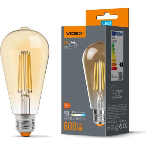 Ampoule LED filament ST64 ambrée ovale E27 6W dimmable 600 lm Videx (1/3)