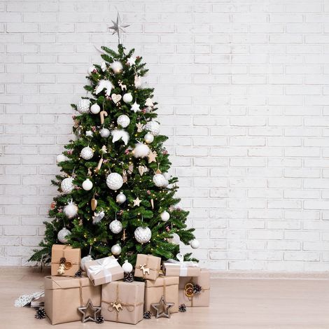 Dmora - Árbol de Navidad Amsterdam, árbol artificial extra grueso, árbol efecto PVC real, 731 ramas, altura 210 cm, con embalaje reforzado (1/5)
