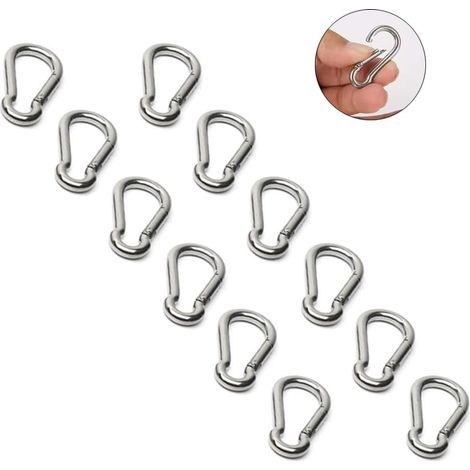 20 pièces Crochet Mousqueton M4, Porte-clés Mousqueton en Acier Inoxydable,40 x 20mm, pour Laisse de Chien, randonnée (1/4)