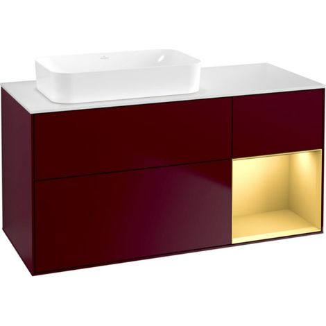 V&B Waschtischunterschrank Wandbeleuchtung Finion 120x60 cm, Reg re Gold matt, Peony Matt (1/2)