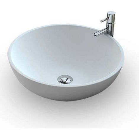 BOLÉA - Vasque ronde à poser 40 cm en solide surface - Design épuré et contemporain (1/4)