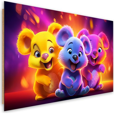 Deco panel picture, Baby bears neon - 100x70 (1/5)