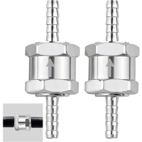 2 Pièces Clapet Anti Retour 8mm en Aluminium, Valve de Carburant Non Retour pour Essence Diesel Gasoil et Systèmes de Carburateur à Basse Pression, Clapet Unidirectionnel Anti Retour (1/5)