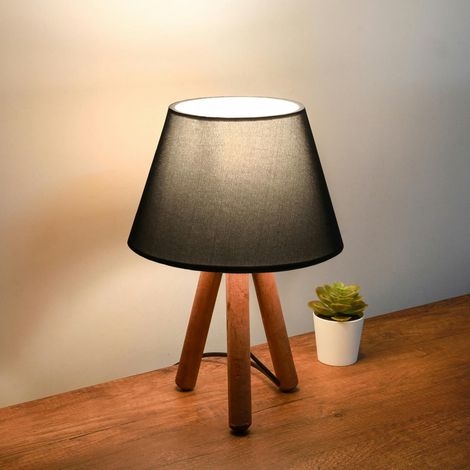 Lampe de chevet trépied moderne, abat-jour anthracite KILIS (1/2)