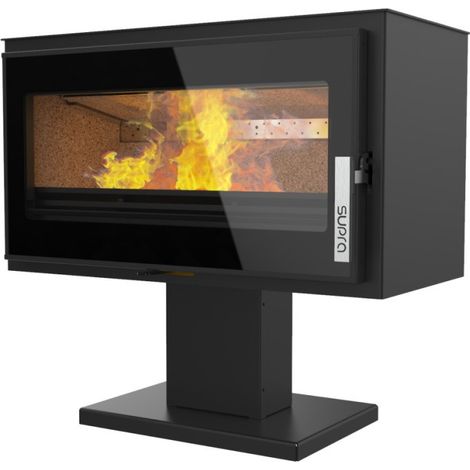 Supra – Poêle à bois étanche 8,5 kW – Double combustion – Chargement facile – Raccordement des fumées arrière ou dessus – Vision du feu 64 cm (1/6)
