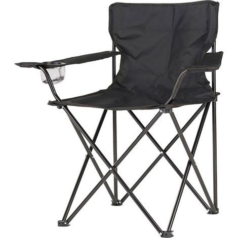 Sedia da campeggio pieghevole 80x83,5x51cm colore nero (1/2)