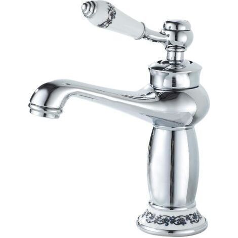 Robinet monocommande chromé pour lavabo – Laiton haute qualité – Contrôle de température facile – Design rétro avec poignée céramique (1/5)