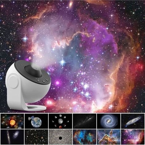 Projecteur de ciel étoilé à LED lampe projection galaxie équipé 12 diapositives motifs haute définition 4K veilleuse (1/4)