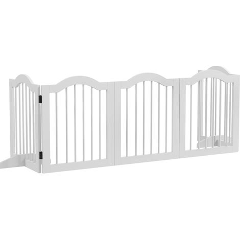 Cancelletto per cani pieghevole a 5 pannelli in legno e MDF bianco MODENUIT (1/4)