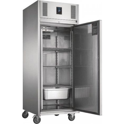 Armoire inox ventilée tropicalisée positive 550 Litres, 1 porte pleine GN 2/1, sur roulettes, 430 W, 220 V - MONO (1/5)