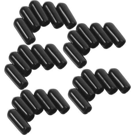 Lot de 100 capuchons filetés flexibles en PVC noir de 5 mm pour boulons, vis, tuyaux, meubles et isolation électrique (1/5)