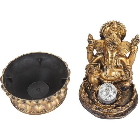 Fontaine d'eau décorative en résine, relaxante et favorisant la circulation de l'air et l'humidité. Éclairage LED. Inspiration Bouddha d'Asie du Sud-Est. Convient pour un bureau. Prise européenne 220- (1/5)