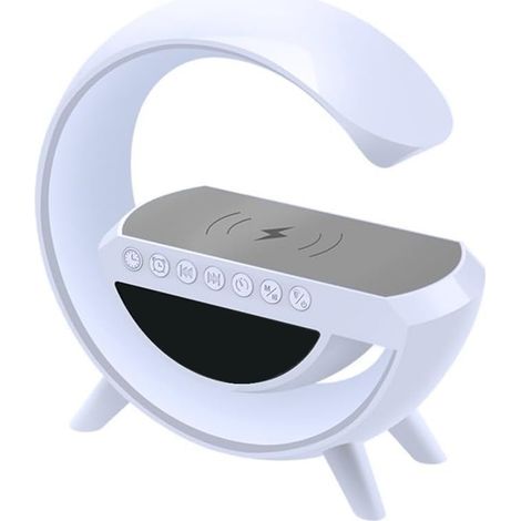 Lampada Da Comodino con Altoparlante, caricatore Wireless, Sveglia Integrata, USB (1/4)