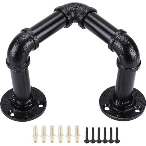 Porte-serviettes mural en fer noir TOYANDONA, porte-manteau sans (1/5)