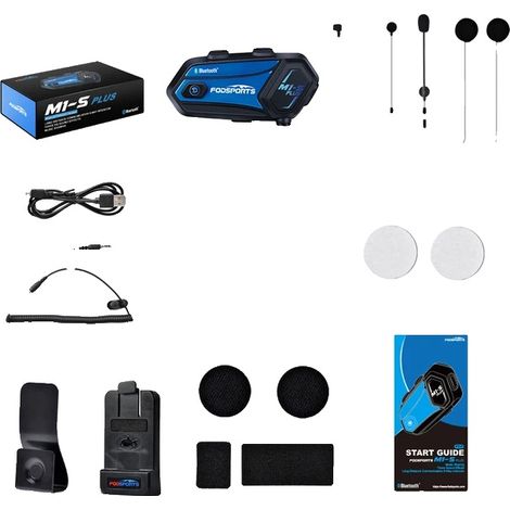 Intercom de Casque de Moto, Connectivité pour 8 Motards, Partage de Musique, 1 PC Intercom Bleu (1/2)