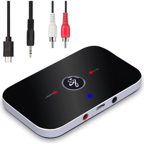 Adaptateur Bluetooth Récepteur, Bluetooth Émetteur Récepteur 5.0 Transmetteur Récepteur Bluetooth Audio 2 en 1 avec Sortie Audio 3,5mm Adaptateur/Convertisseur Bluetooth Audio RCA (1/5)