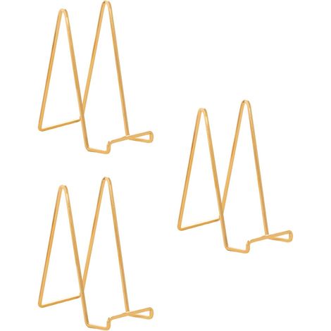 3 Pièces - Chevalet - Présentoir - Support Assiette Décorative - Cadre Photo - Livre Cuisine - Or - 25,6 cm