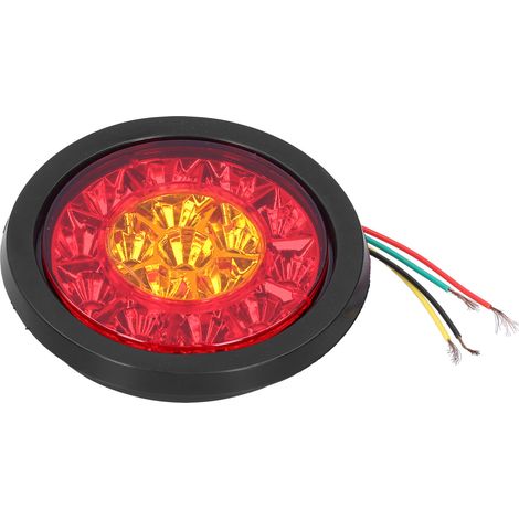 Feu arrière rond 12-24V 16 LED rouge jaune clignotant pour remorque camion caravane camping-car (1/5)