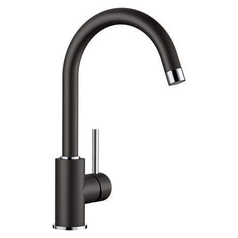 Blanco Mezclador MIDA en Silgranit con cuello de cisne giratorio 360°, negro (526145) (1/5)