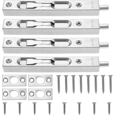 Polished Stainless Steel Recessed Door Locks with Screws for Wood Doors and Stainless Steel Doors (Pack of 4) (1/5)