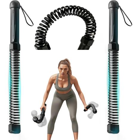 2 PCS Waving Rope Battle Rope, No Rope Battle Rope with Non-Slip Handle for Bodybuilding, Muscle Building, Home, Gym, Outdoor (Black) (1/5)