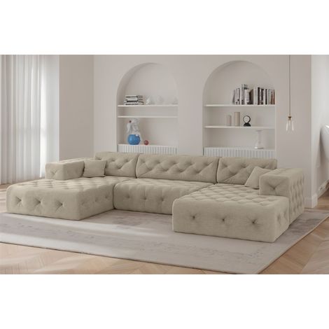 Wohnlandschaft Sofa U-Form CHANTAL in Stoff Moly Beige (1/5)