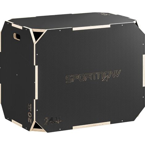 Plyo Box 3 in 1 in legno nero con maniglie e superficie antiscivolo (1/4)